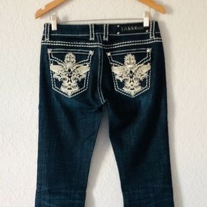 LA Idol USA Women's Boot Cut Blue Jeans Dark Wash